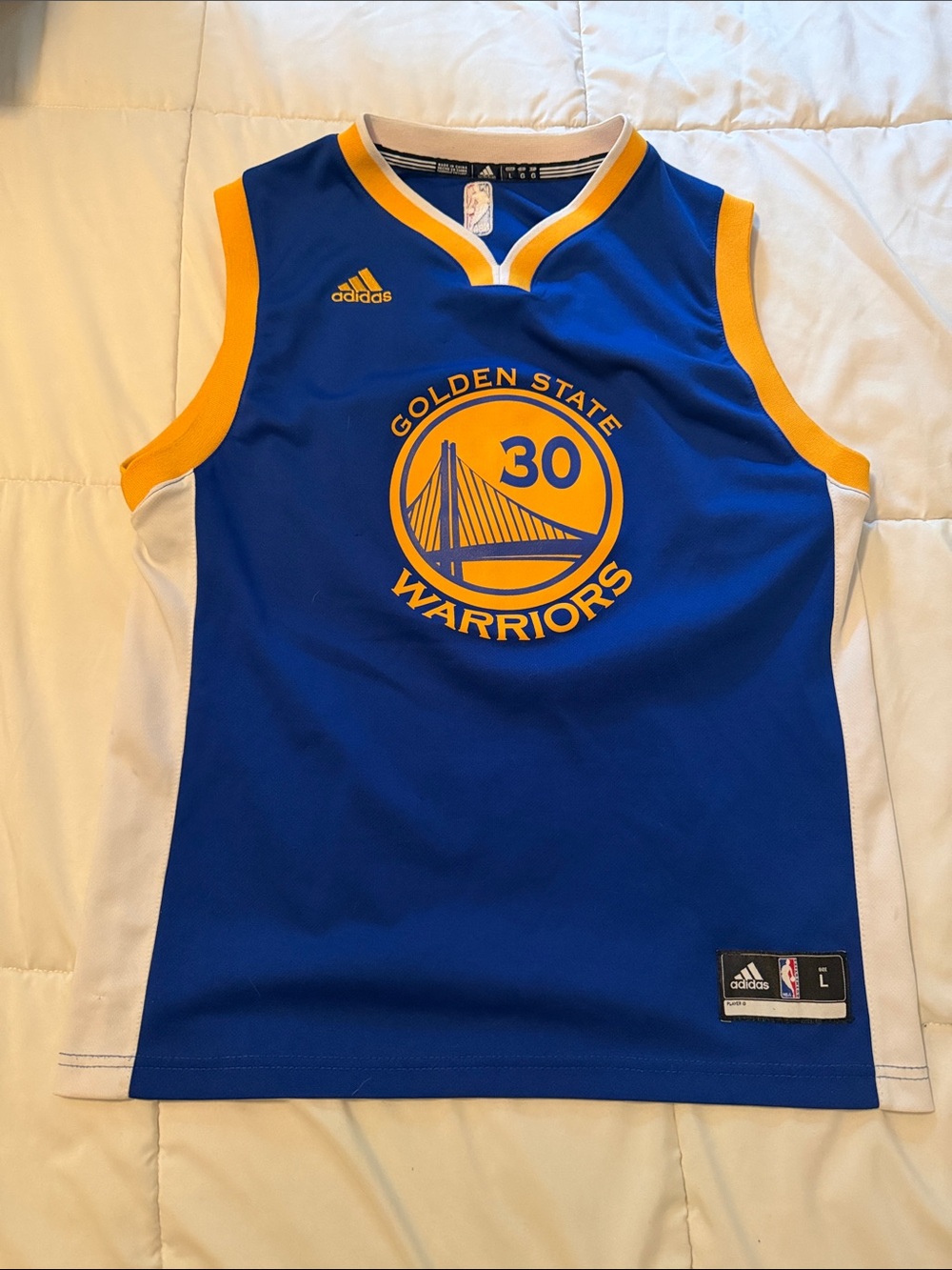 adidas Blue and Yellow Golden State Warriors Kids/ Teen Jersey